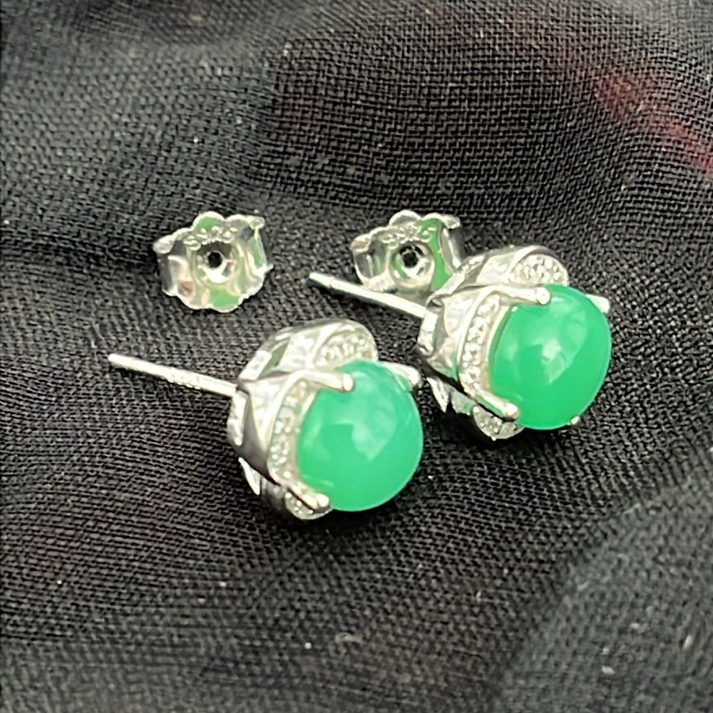 Australian Jade 14KGP Stud Earrings